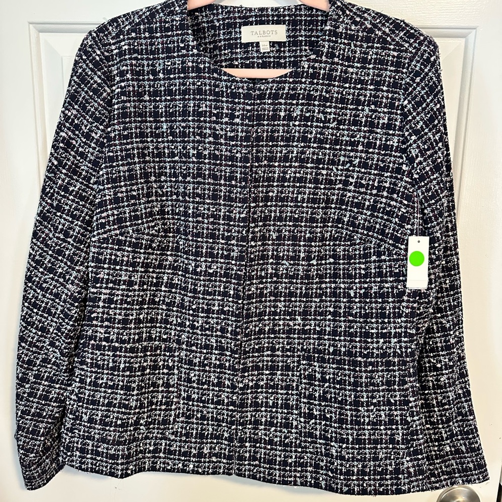 Talbots Navy and White Tweed Blazer